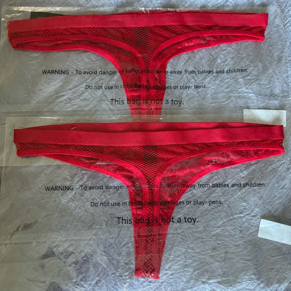 Frederick's of Hollywood * Lot of 2 * Fern Fishnet & LaceThong Size 1X in Cherry - Picture 5 of 7